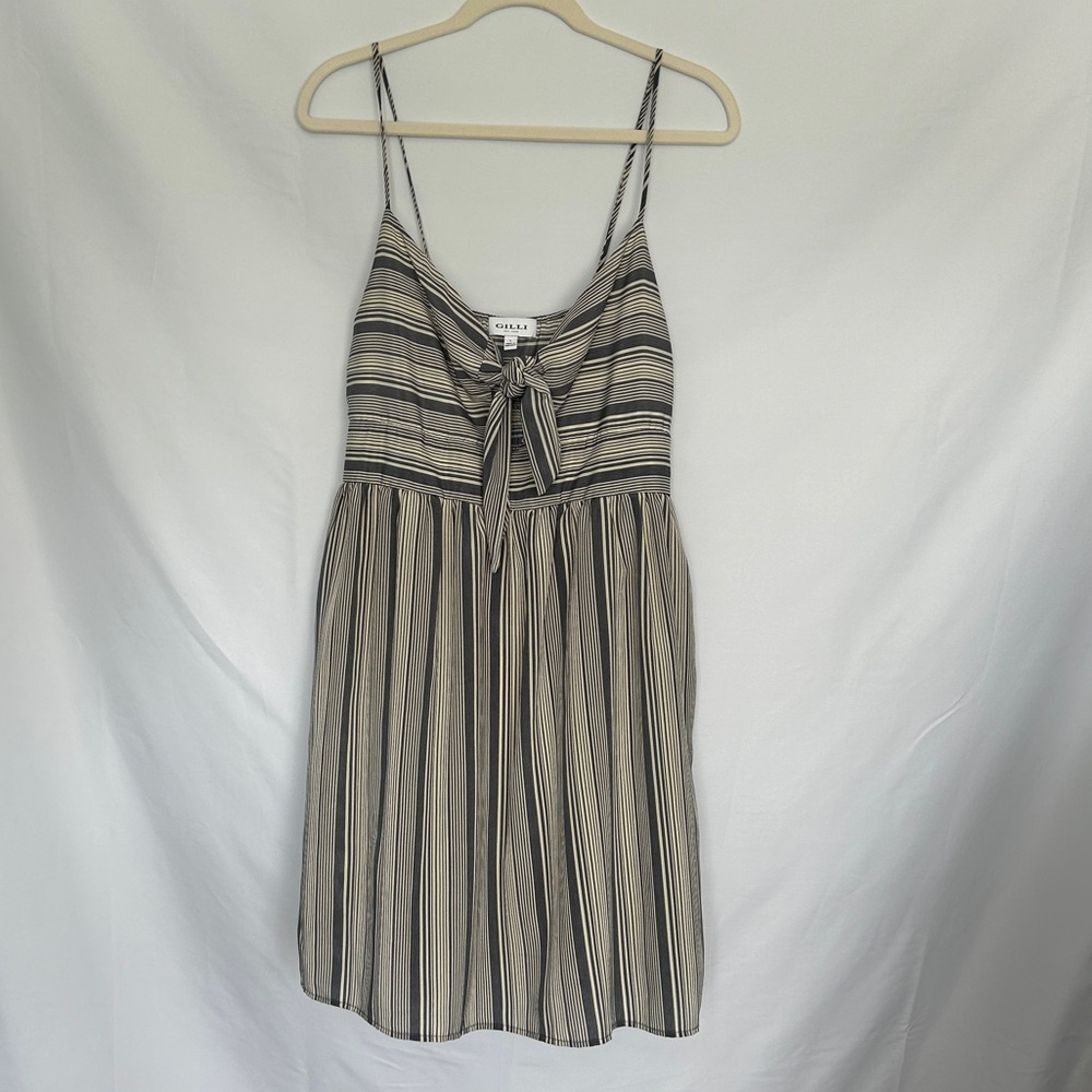 Gilli Cream and Grey Striped Dress‎